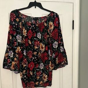 Grace Black Floral Bell Sleeve Blouse